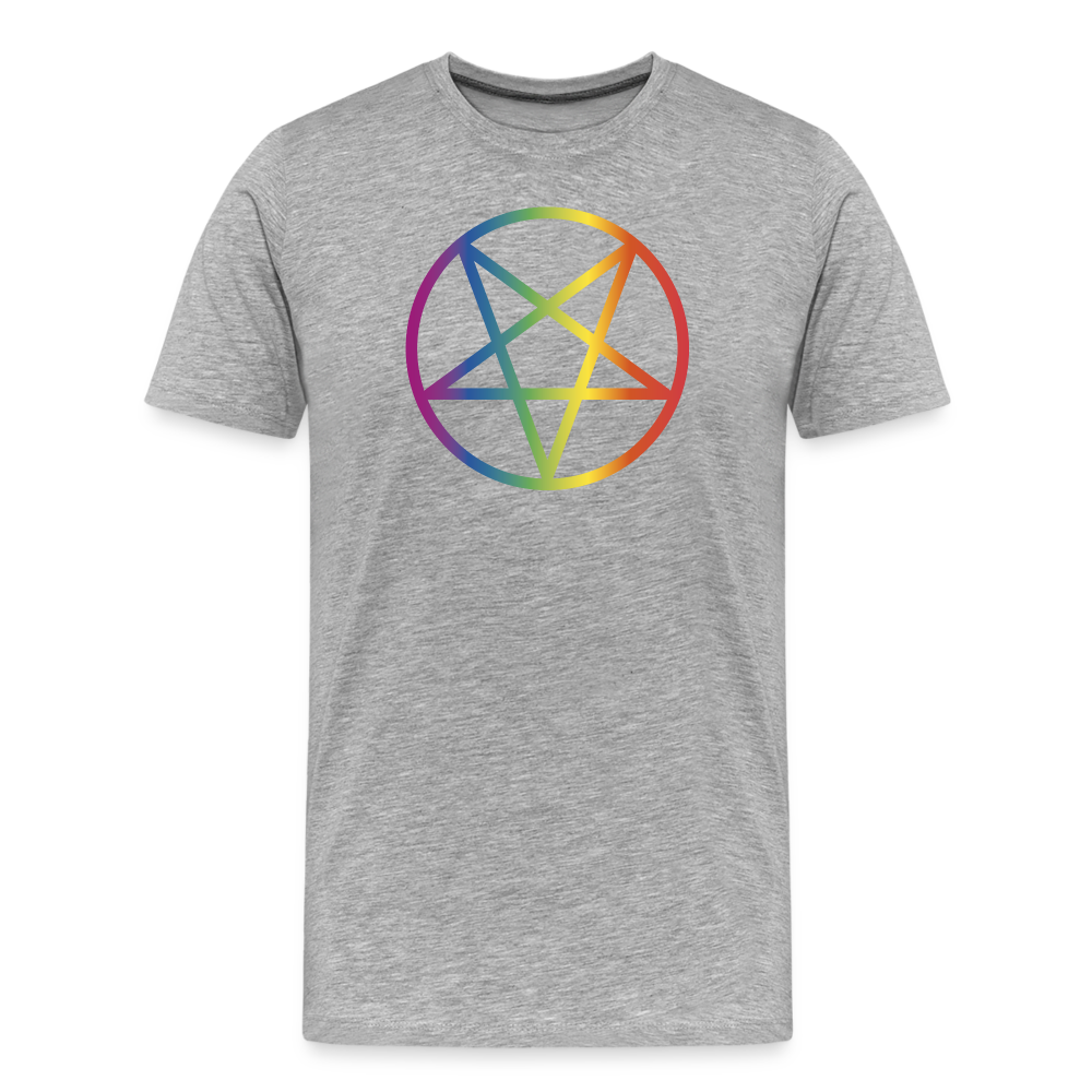 Regenbogen Pentagramm "Männer" T-Shirt - Grau meliert