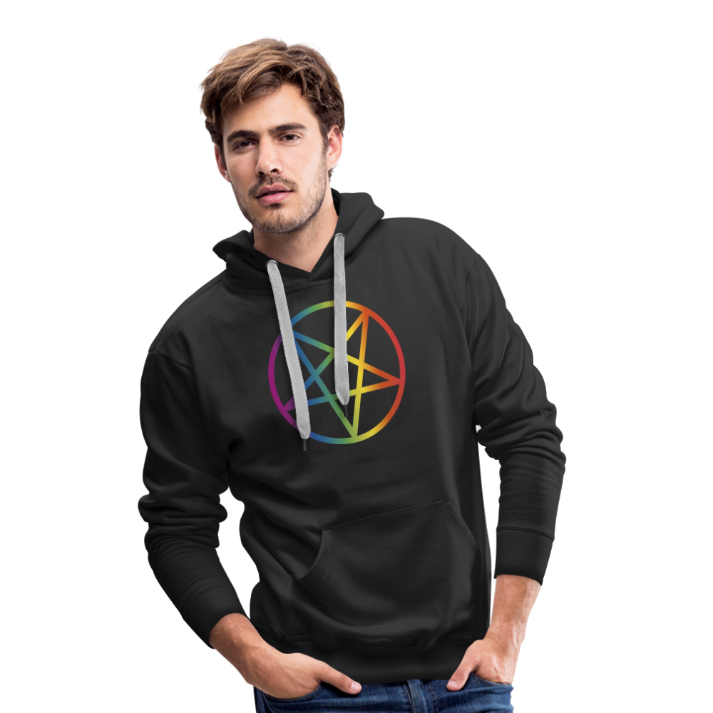 Regenbogen Pentagramm "Männer" Hoodie - Schwarz