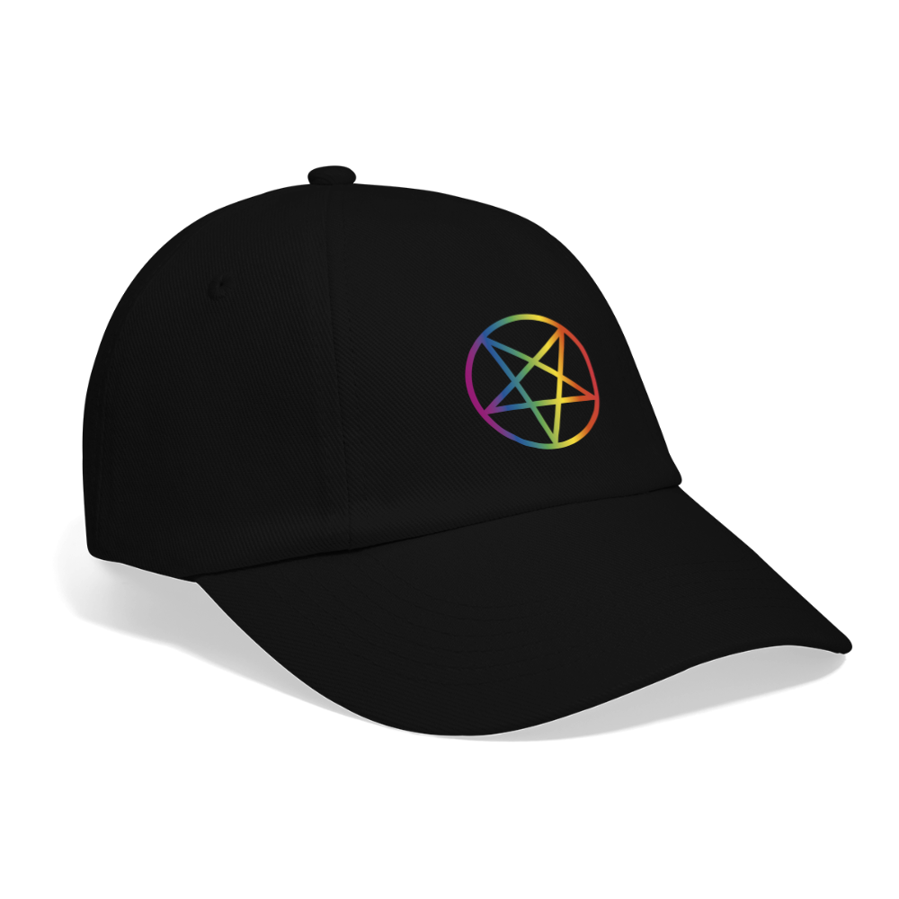 Regenbogen Pentagramm Baseballkappe - Schwarz/Schwarz