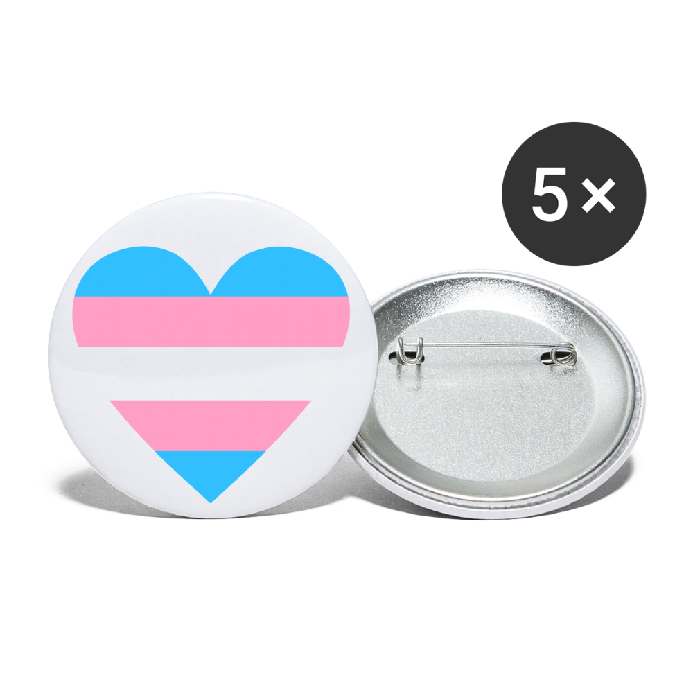 Trans Herz Buttons klein 5x - weiß