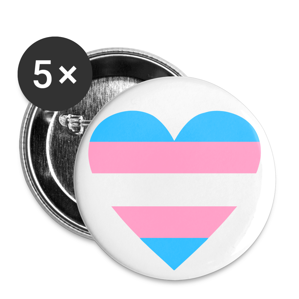 Trans Herz Buttons klein 5x - weiß