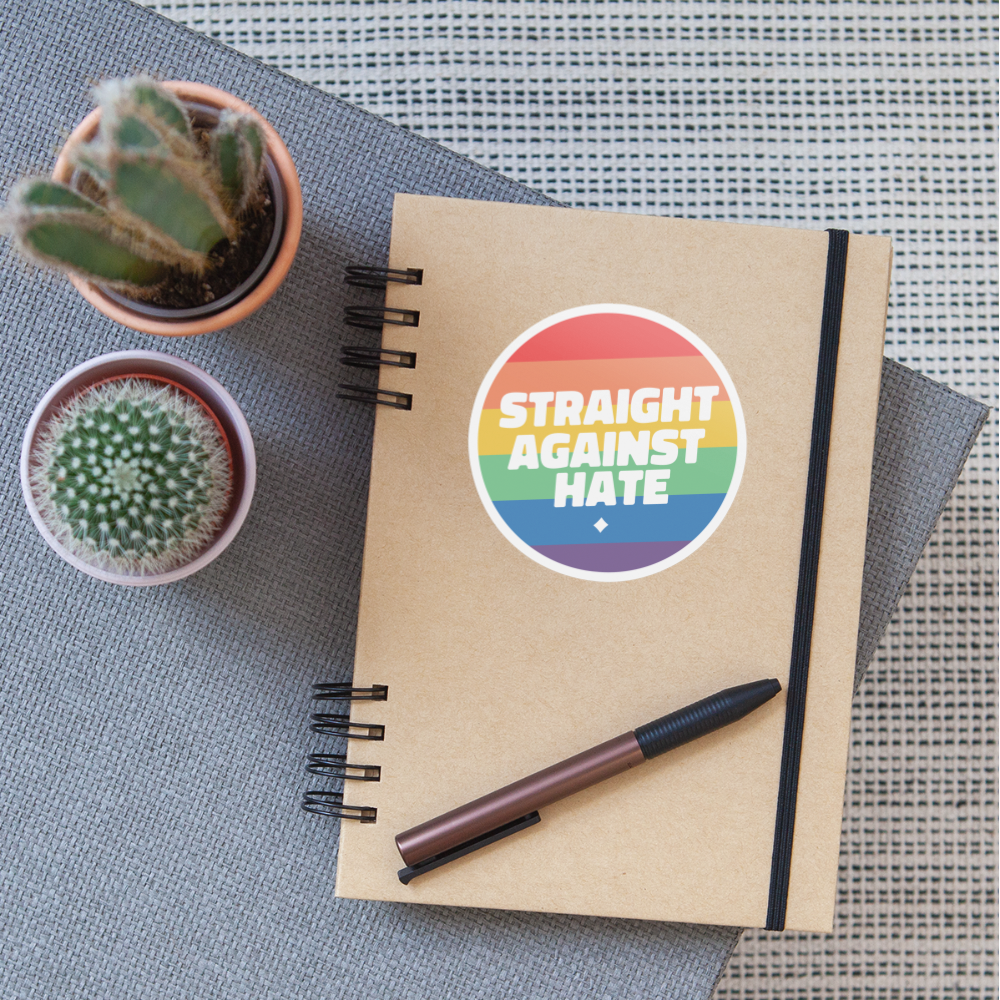 Straight Against Hate Badge Sticker (groß) - Mattweiß