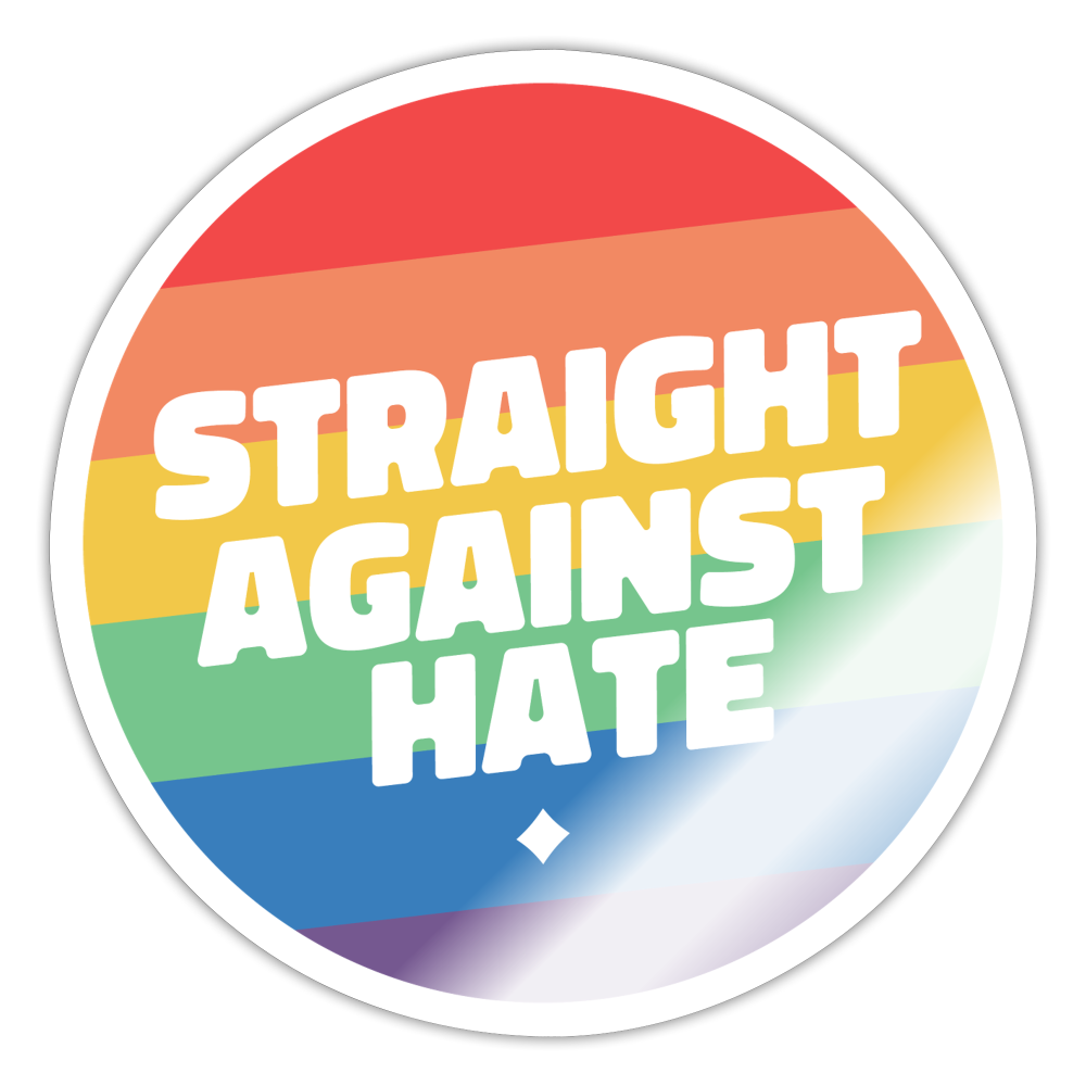 Straight Against Hate Badge Sticker (groß) - Weiß glänzend