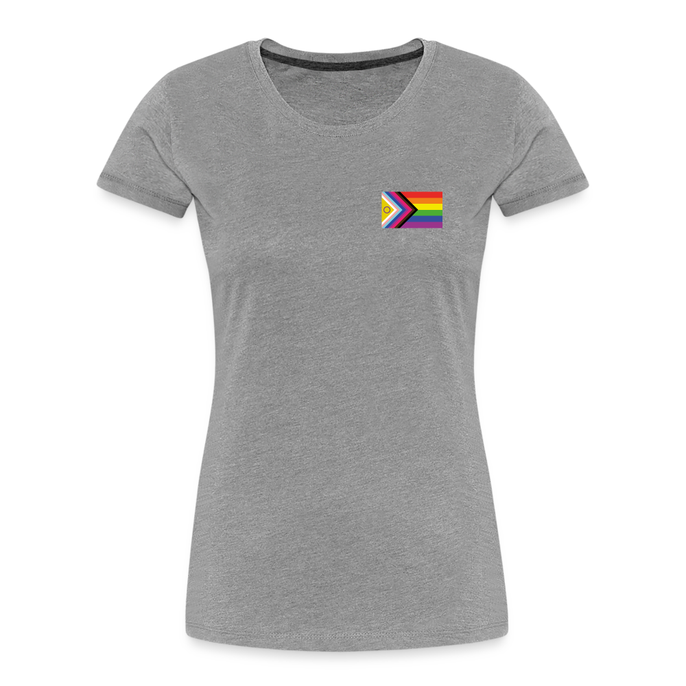 Bi+ Inklusive Progress Pride Flag "Frauen" T-Shirt - Grau meliert
