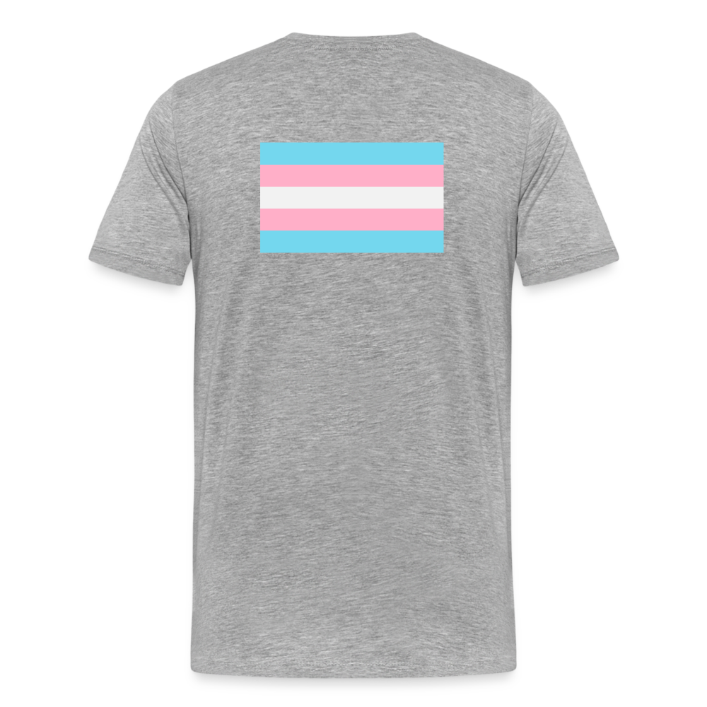 Trans Pride Flag Backprint "Männer" T-Shirt - Grau meliert