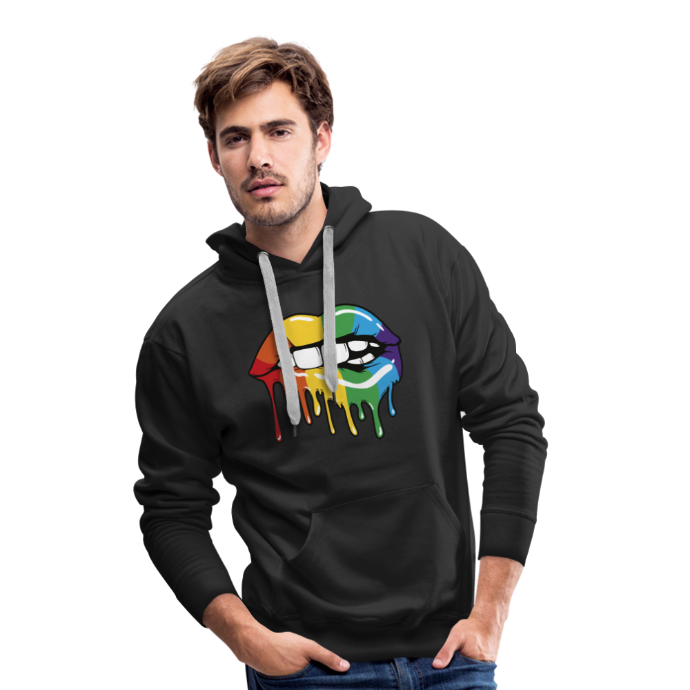 Regenbogen Lippen "Männer" Hoodie - Schwarz