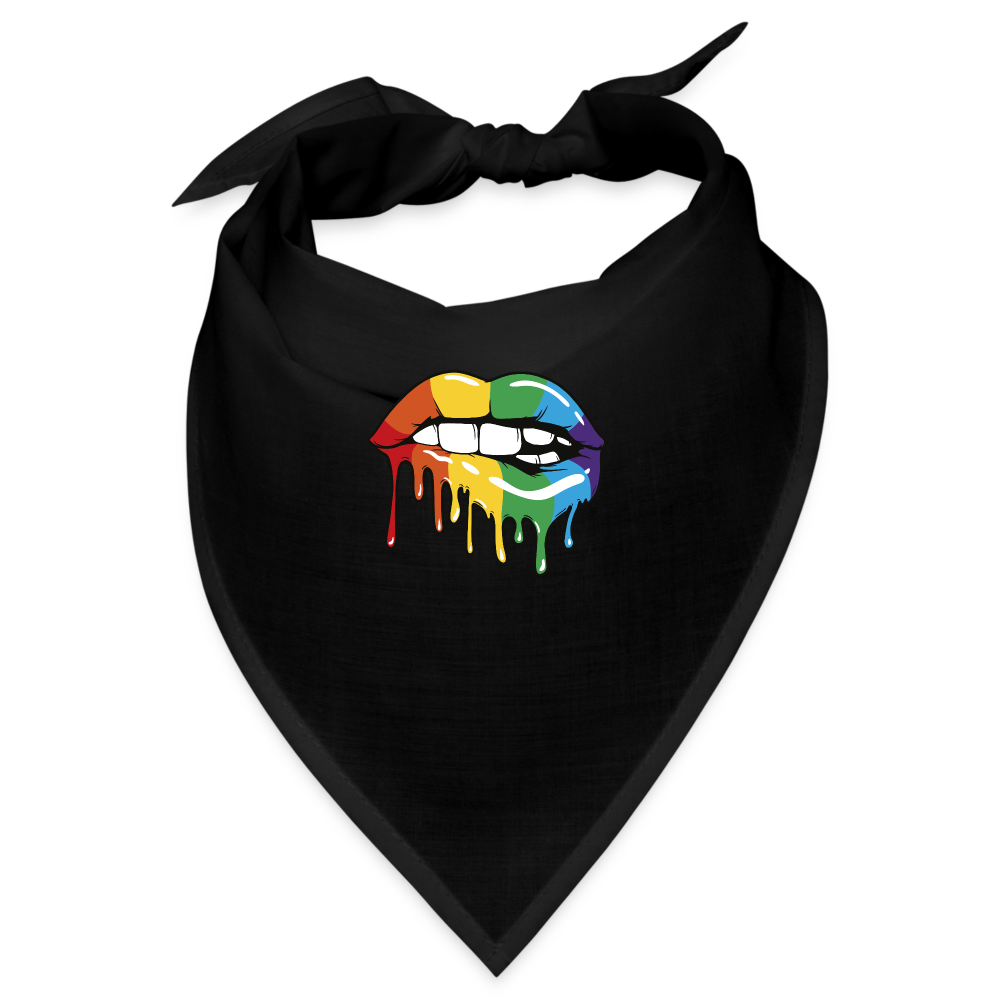 Regenbogen Lippen Bandana - Schwarz