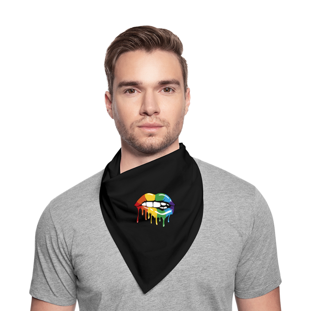 Regenbogen Lippen Bandana - Schwarz