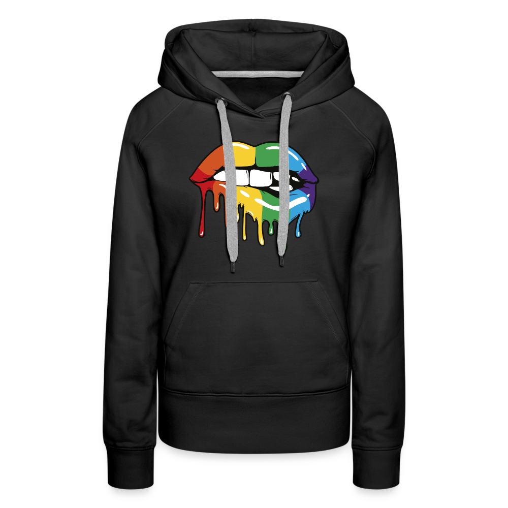 Regenbogen Lippen "Frauen" Hoodie - Schwarz