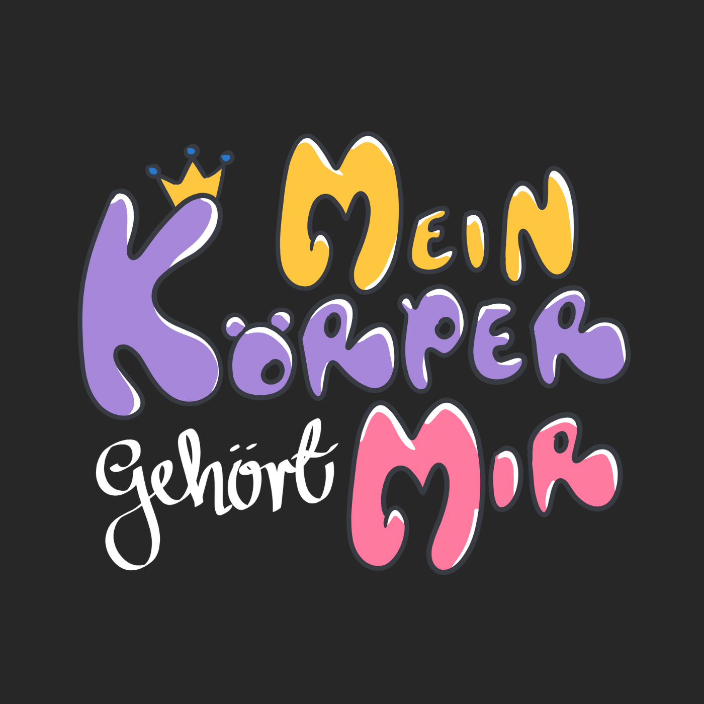Survivor Queens Logo mit "Mein Körper gehört mir" Backprint (dunkel)