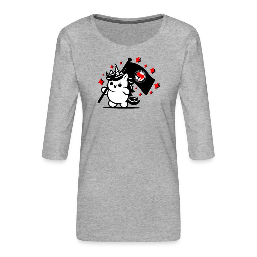 Einhorn Antifa “Frauen” 3/4-Arm Shirt - Grau meliert