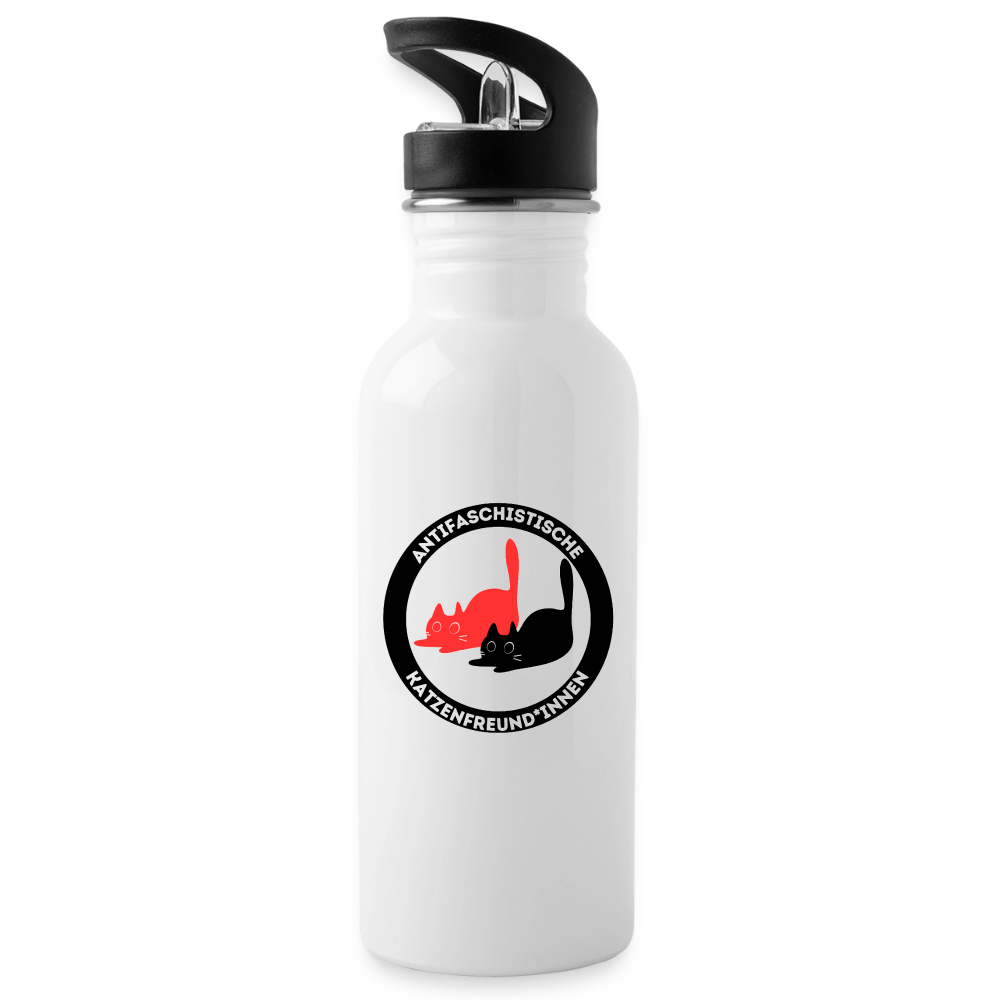 Antifaschistische Katzenfreund*innen - Trinkflasche - Weiß