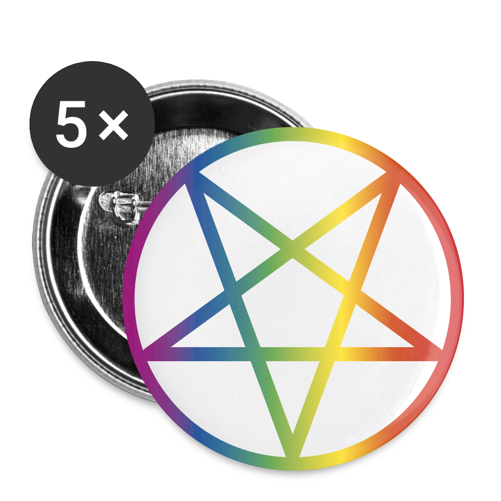 Regenbogen Pentagramm - Buttons klein 5x - Weiß