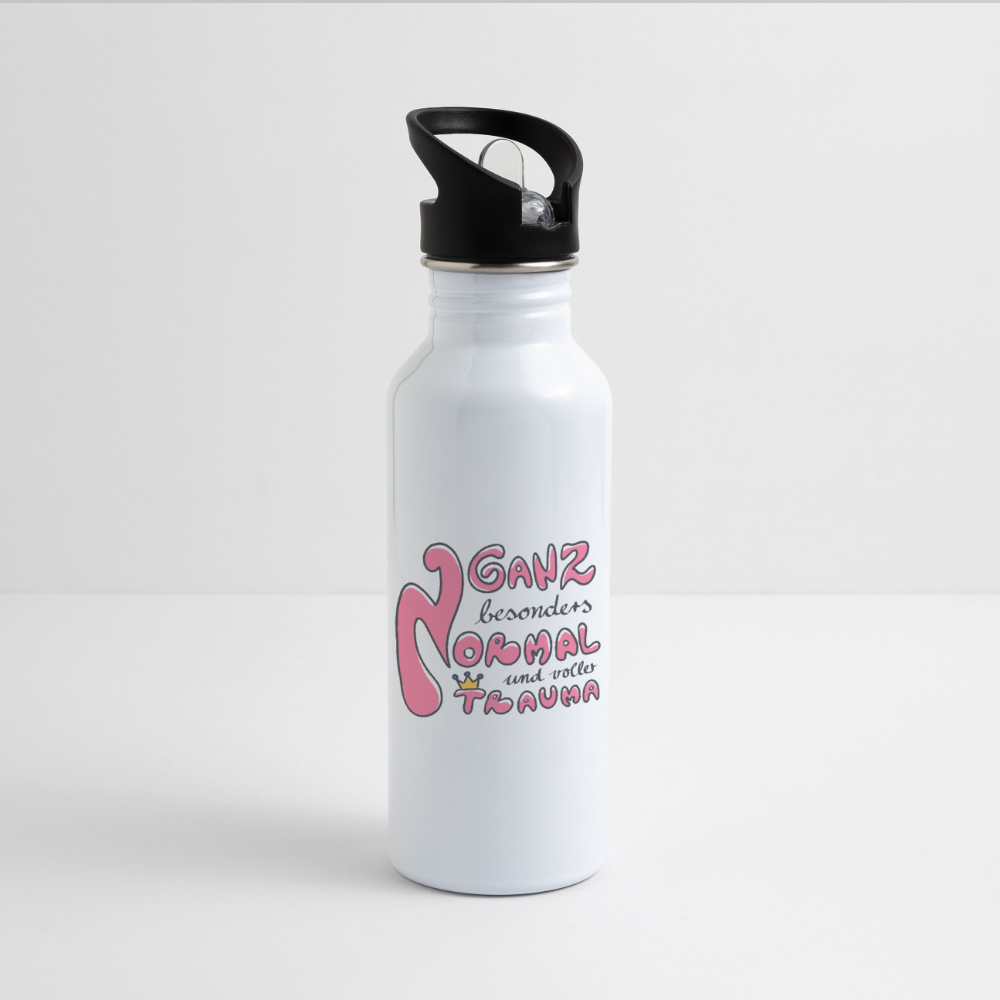 Ganz besonders Normal und voller Trauma "Pinke Edition" - Trinkflasche - Weiß
