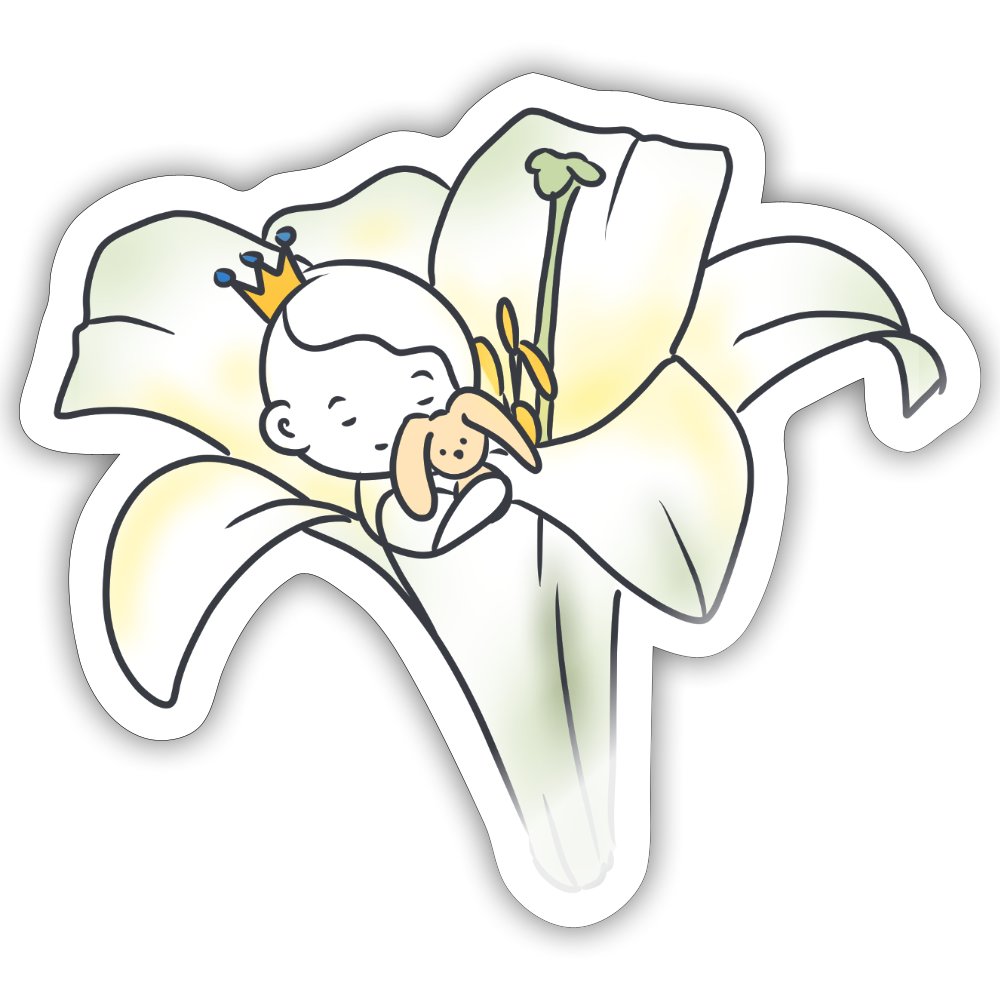 Seelenmännchen "Kuschelblume Edition" - 1x Sticker (groß) - Weiß glänzend