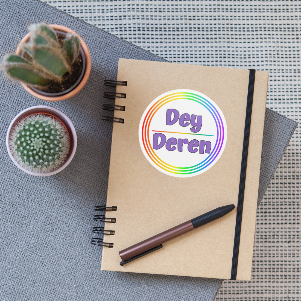 Dey/Deren Pronomen Regenbogenkreis - Sticker (groß) - Mattweiß