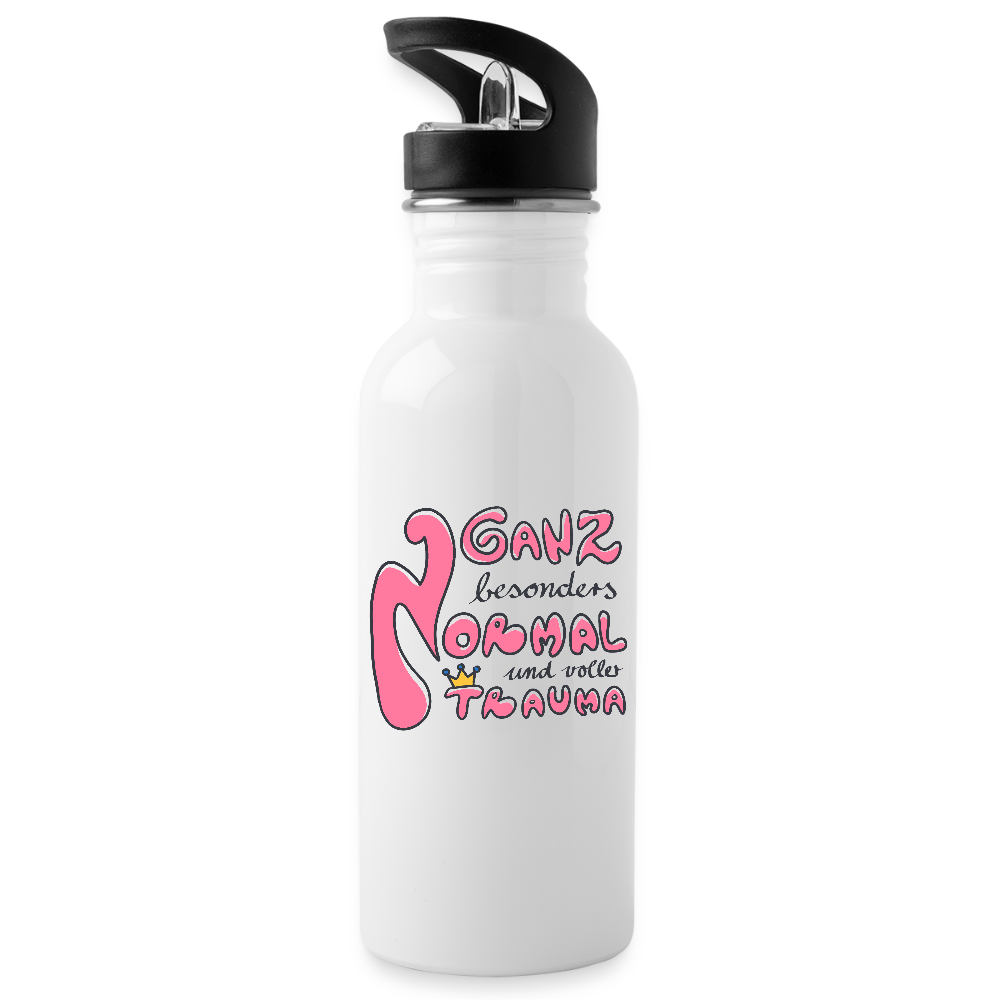 Ganz besonders Normal und voller Trauma "Pinke Edition" - Trinkflasche - Weiß