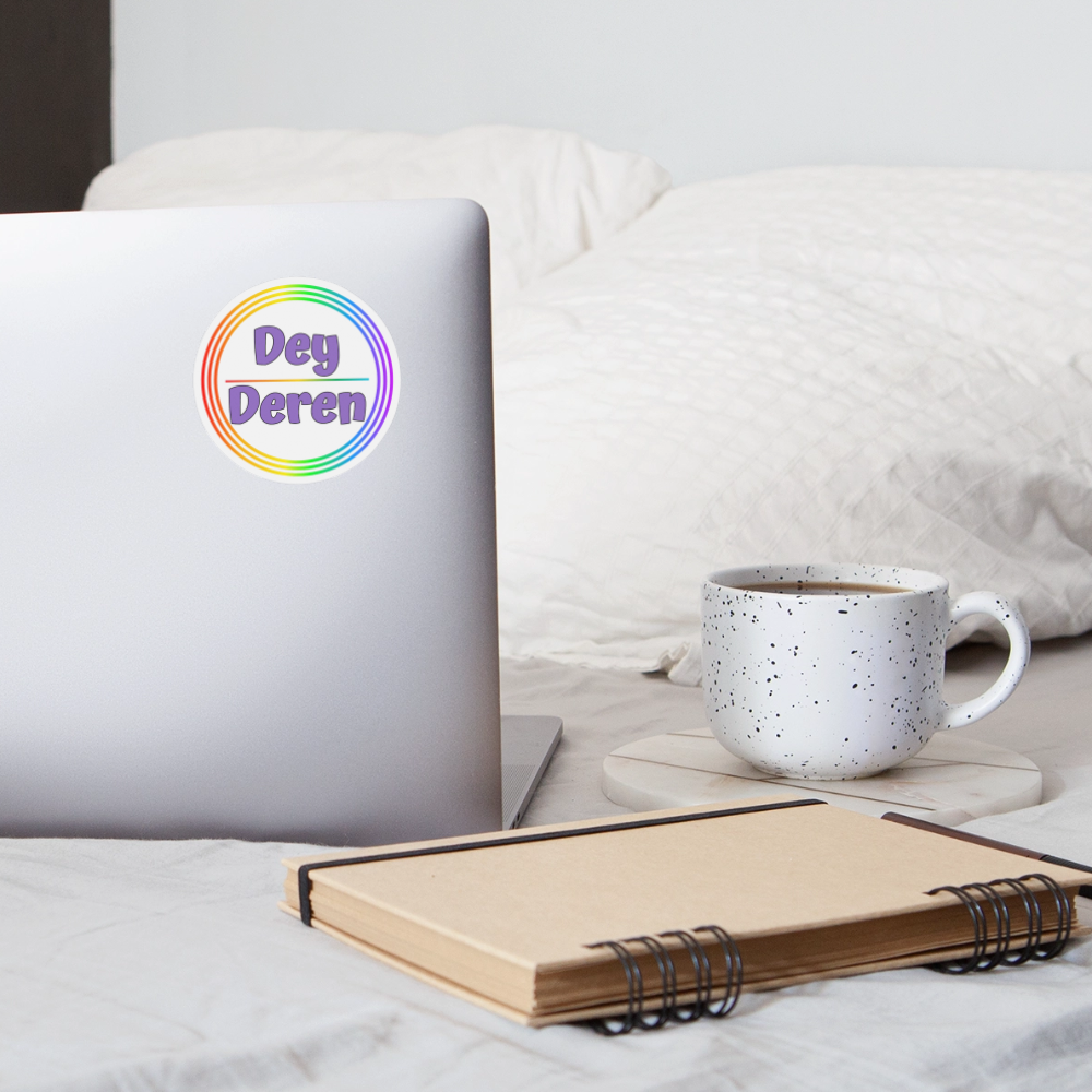 Dey/Deren Pronomen Regenbogenkreis - Sticker (groß) - Mattweiß