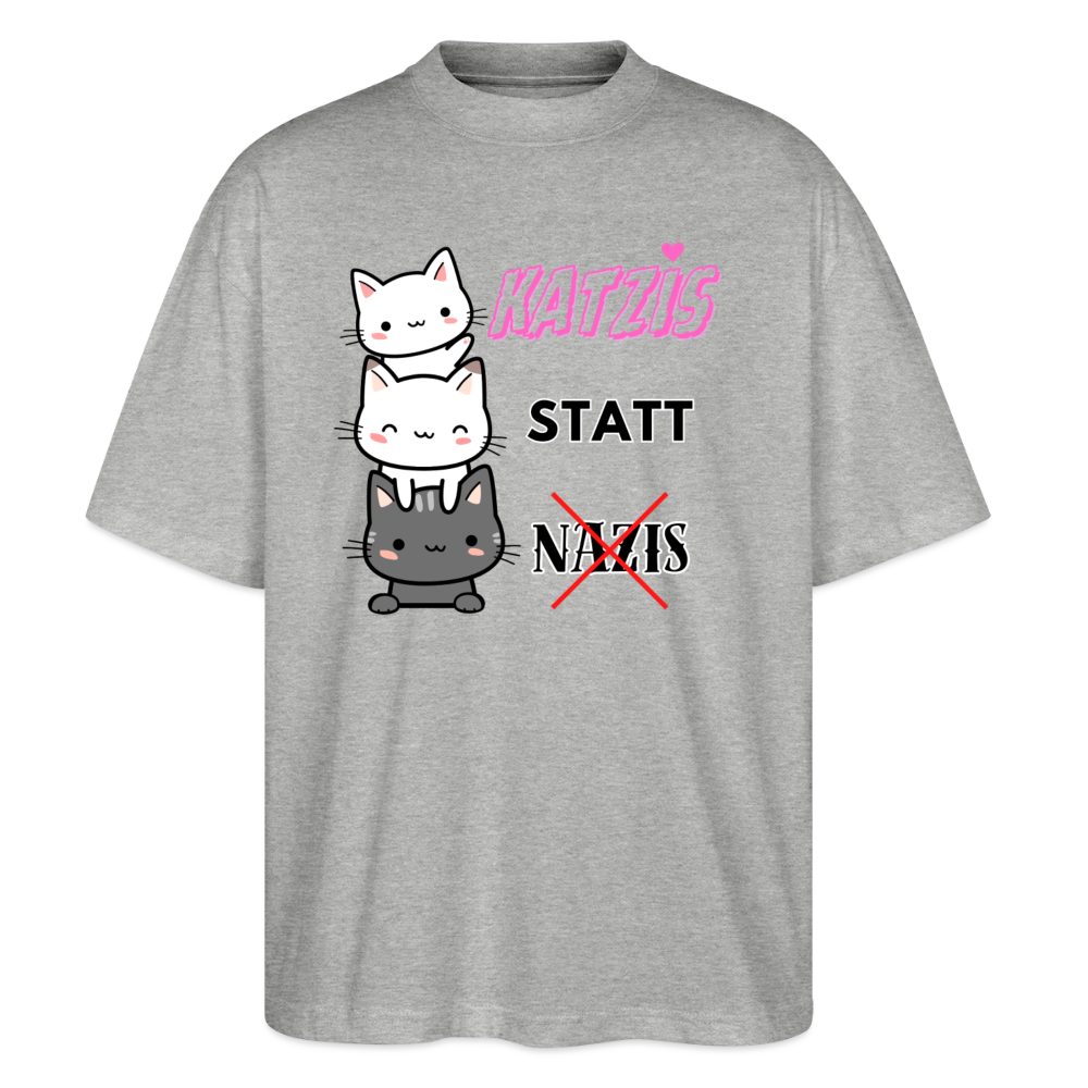 Katzis statt Nazis - Stanley/Stella Oversized Unisex Bio T-Shirt - Grau meliert