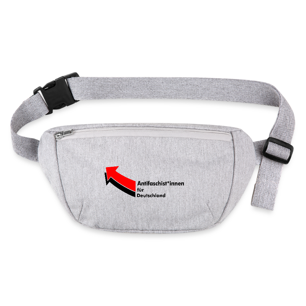 Antifaschist*innen für Deutschland (schwarze Schrift) - recycelte Gürteltasche - Grau meliert
