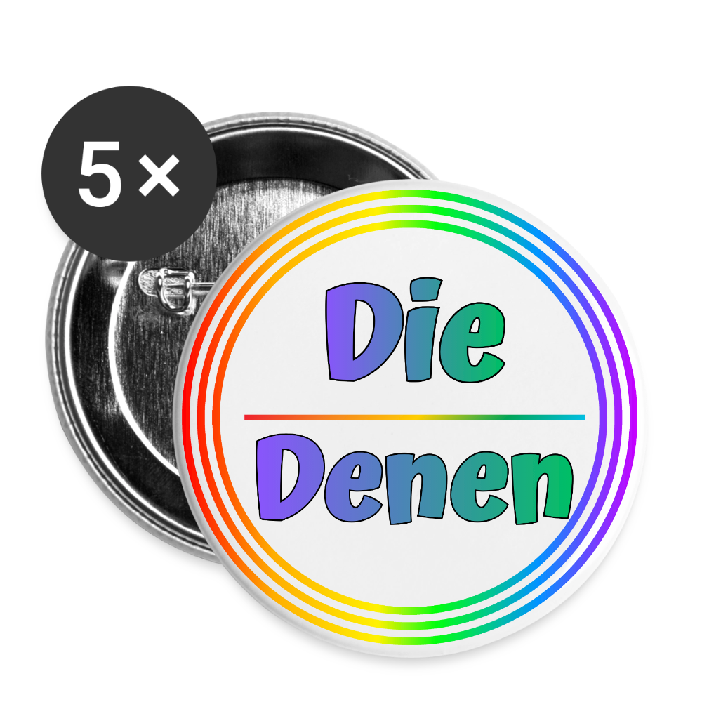 Die/Denen Pronomen Regenbogenkreis - Buttons klein 5x - Weiß