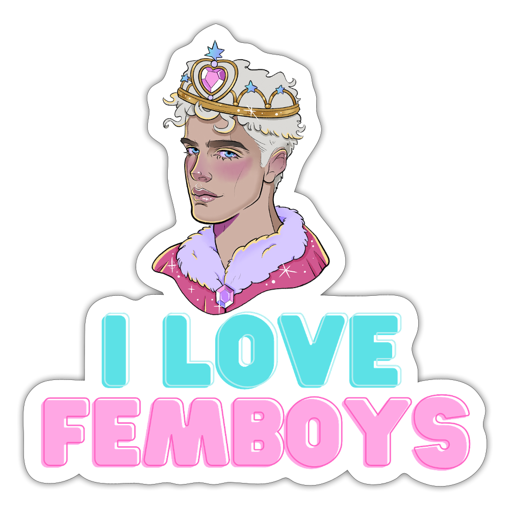 I Love Femboys "Royal Blush Edition" - Sticker (groß) - Mattweiß