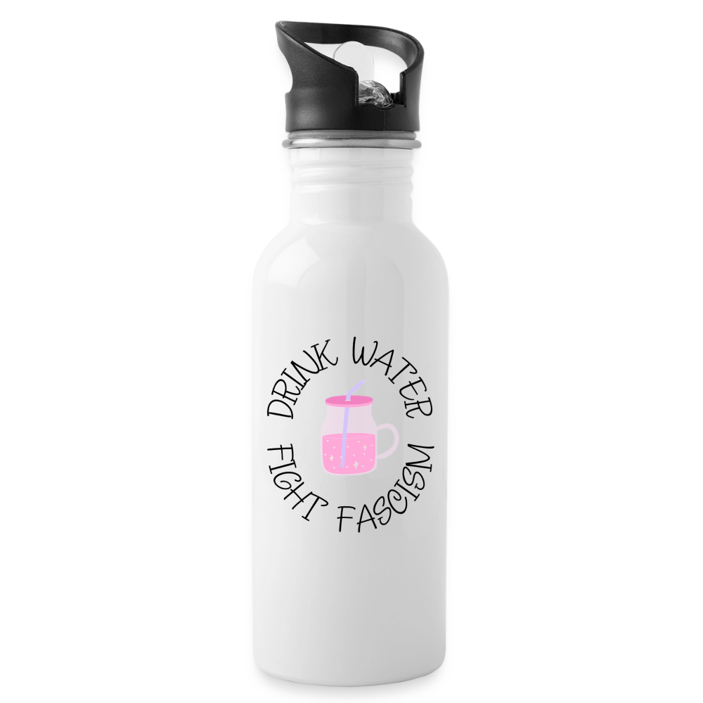 Drink Water Fight Fascism - Trinkflasche - Weiß