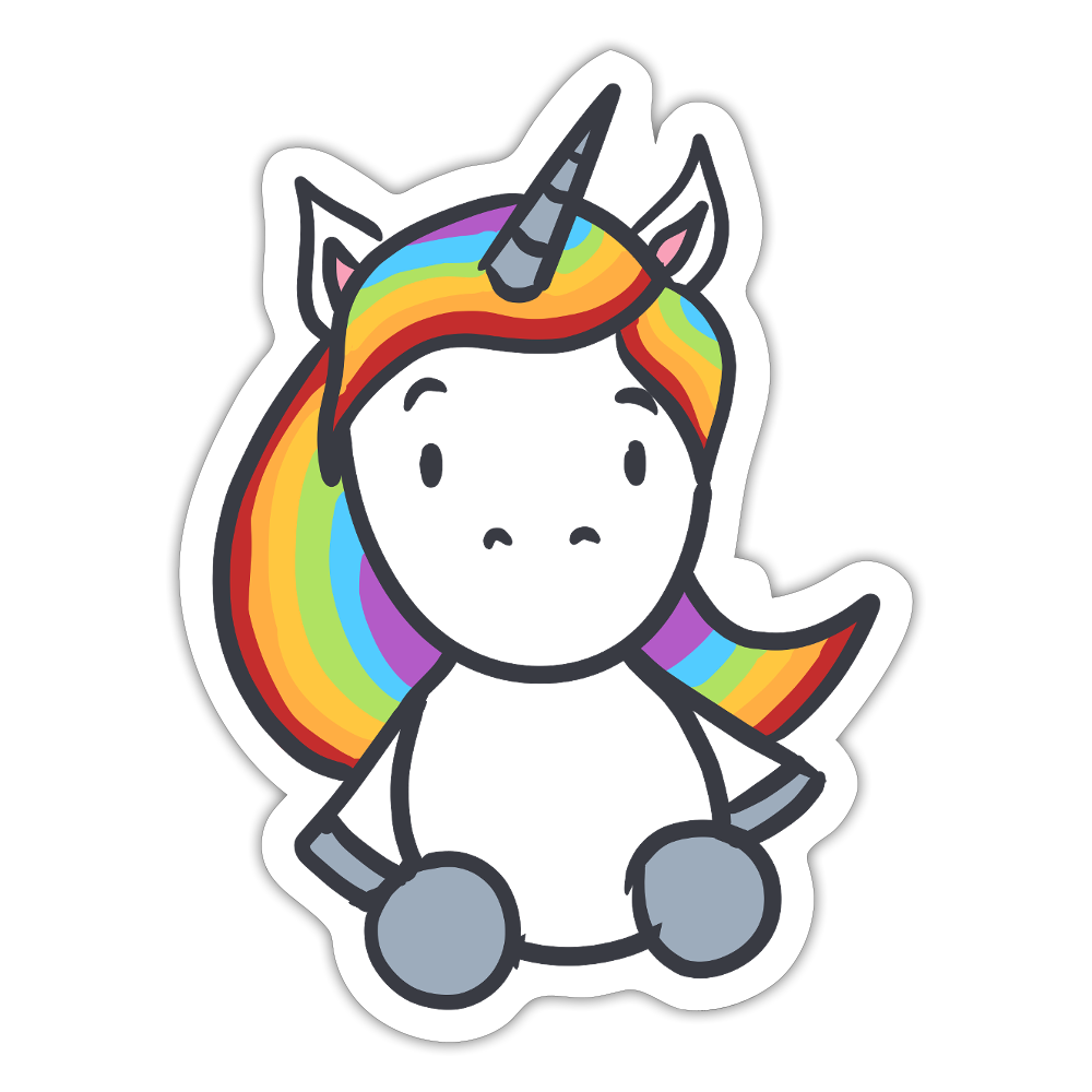 Einhorn mit Regenbogen Haaren - Sticker (groß) - Mattweiß