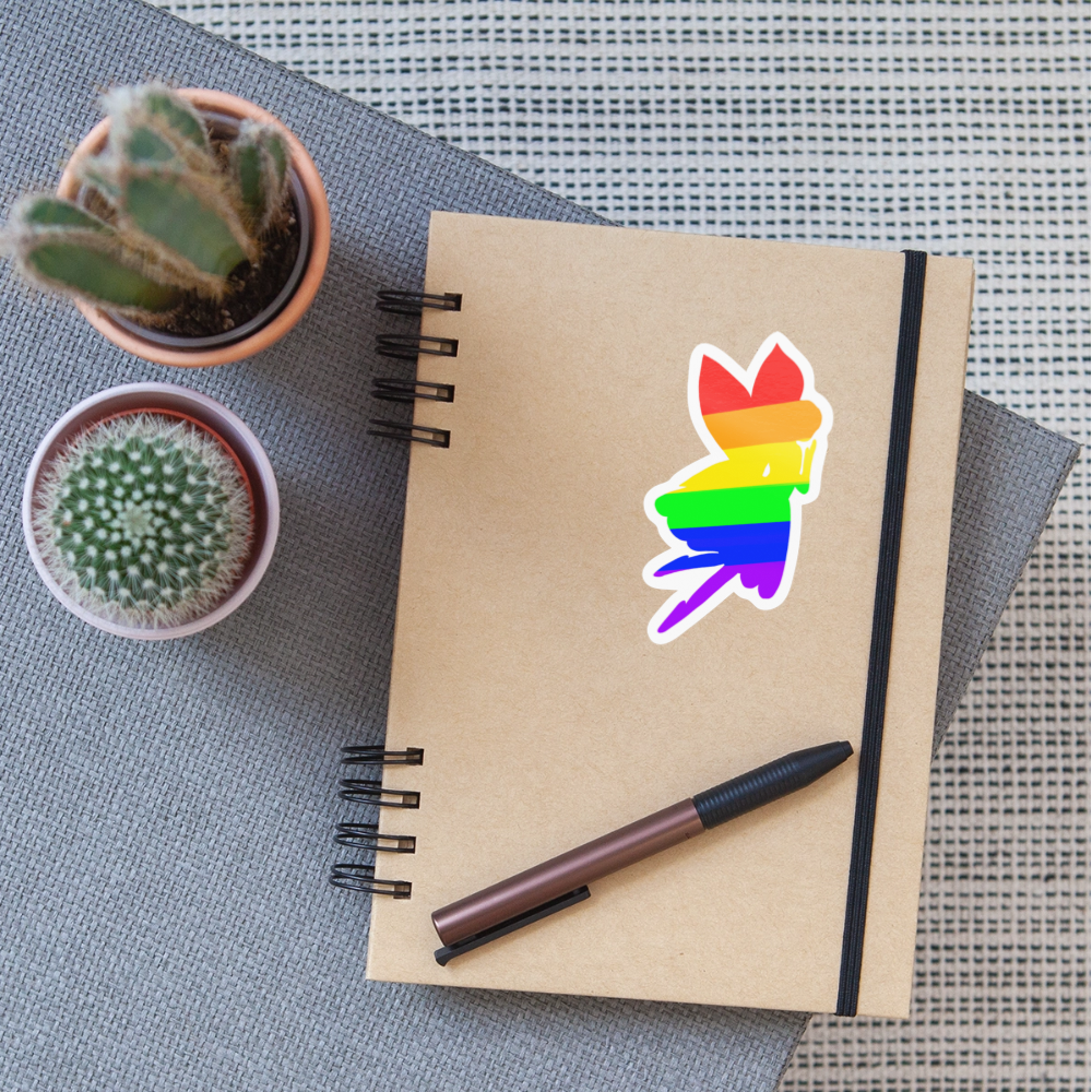 Regenbogen Fee - Sticker (groß) - Weiß glänzend