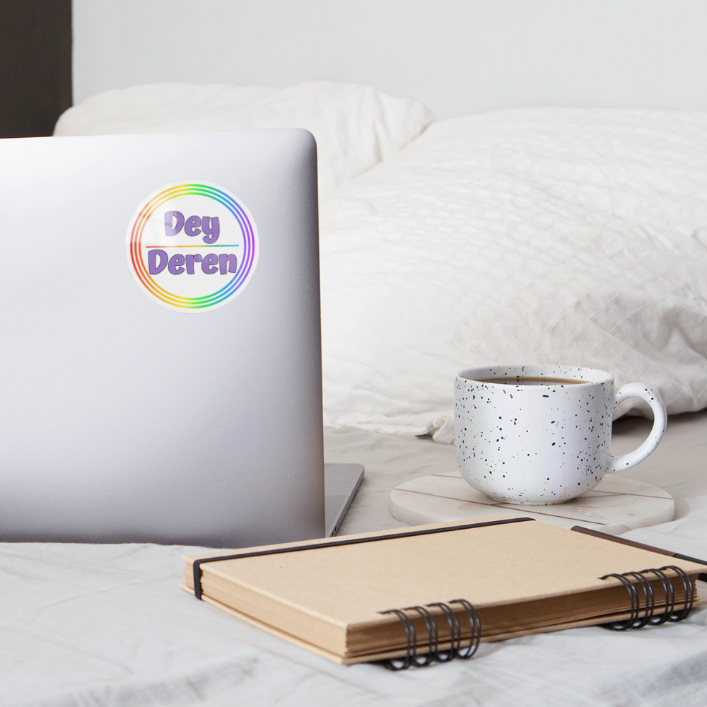 Dey/Deren Pronomen Regenbogenkreis - Sticker (groß) - Weiß glänzend
