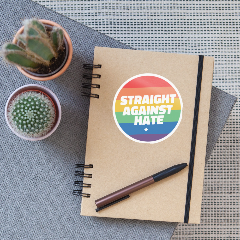 Straight Against Hate Badge - Sticker (groß) - Weiß glänzend
