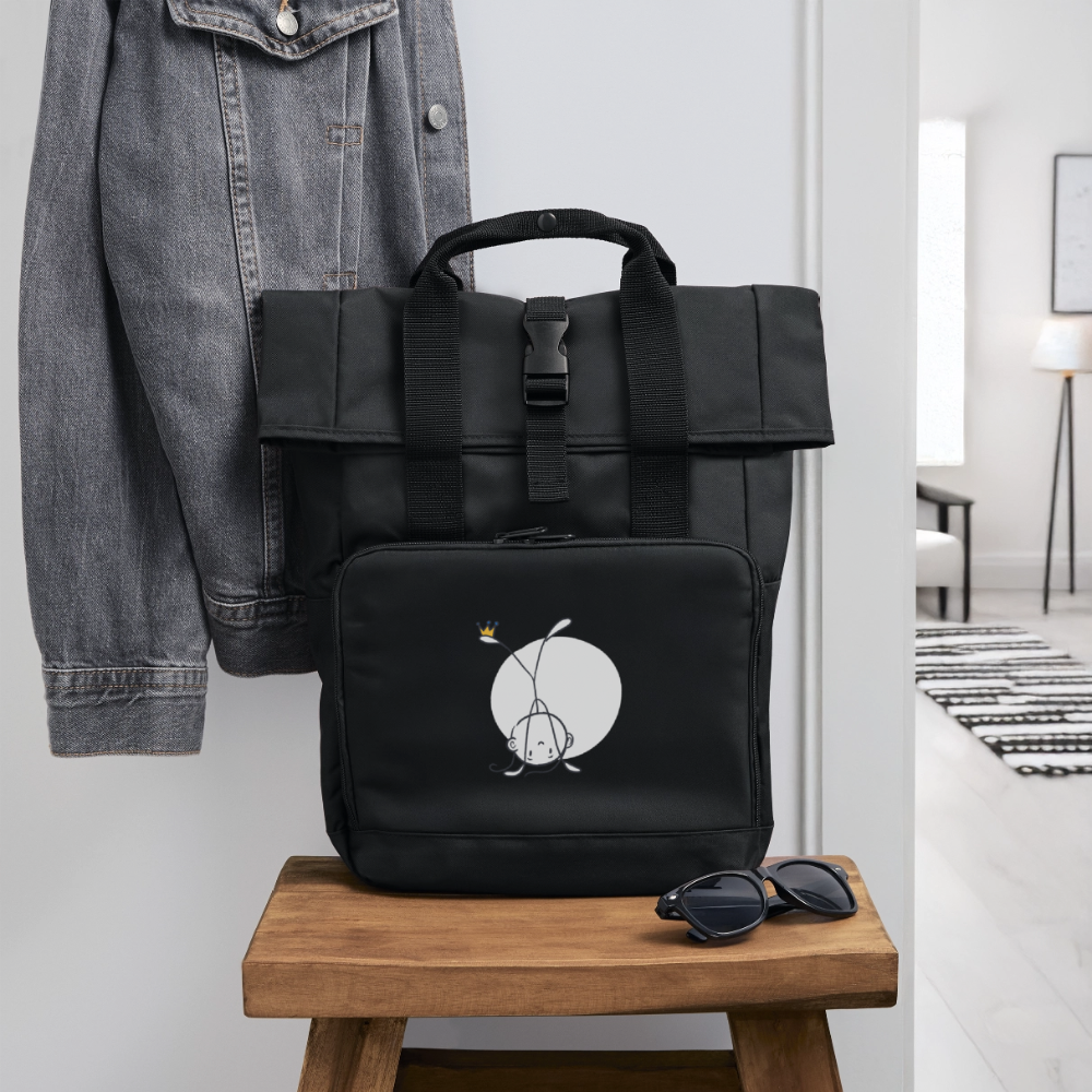 Seelenmännchen "Handstand Edition" - Rolltop Rucksack mit zwei Griffen - Schwarz
