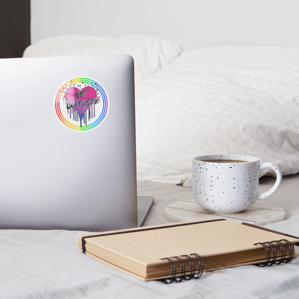 Bisexual Not Confused "Regenbogenkreis Edition" - Sticker (groß) - Weiß glänzend