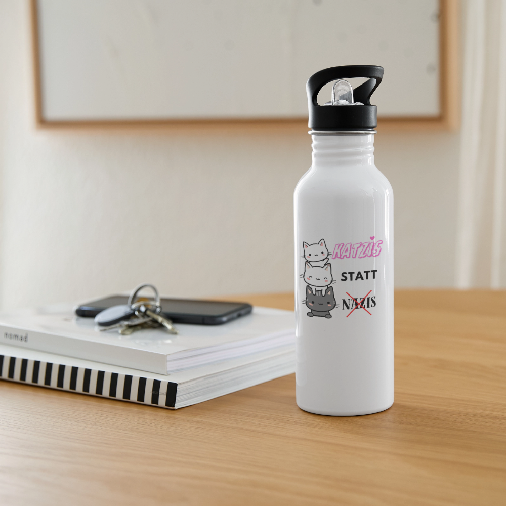 Katzis statt Nazis - Trinkflasche - Weiß
