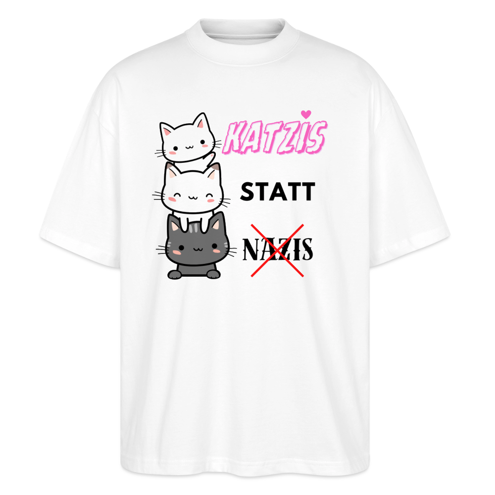 Katzis statt Nazis - Stanley/Stella Oversized Unisex Bio T-Shirt - Weiß