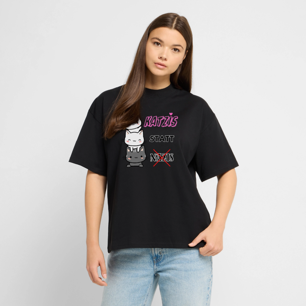 Katzis statt Nazis - Stanley/Stella Oversized Unisex Bio T-Shirt - Schwarz