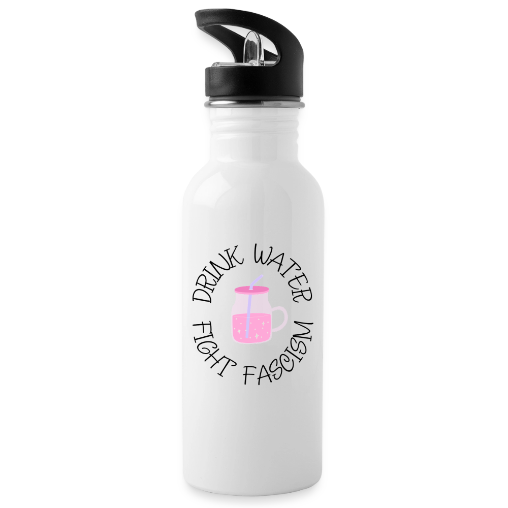 Drink Water Fight Fascism - Trinkflasche - Weiß