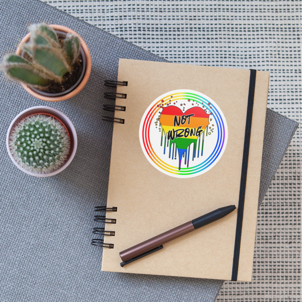 Queer Not Wrong "Regenbogenkreis Edition" - Sticker (groß) - Mattweiß