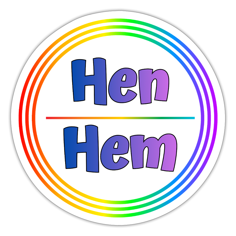 Hen/Hem Pronomen Regenbogenkreis - Sticker (groß) - Mattweiß