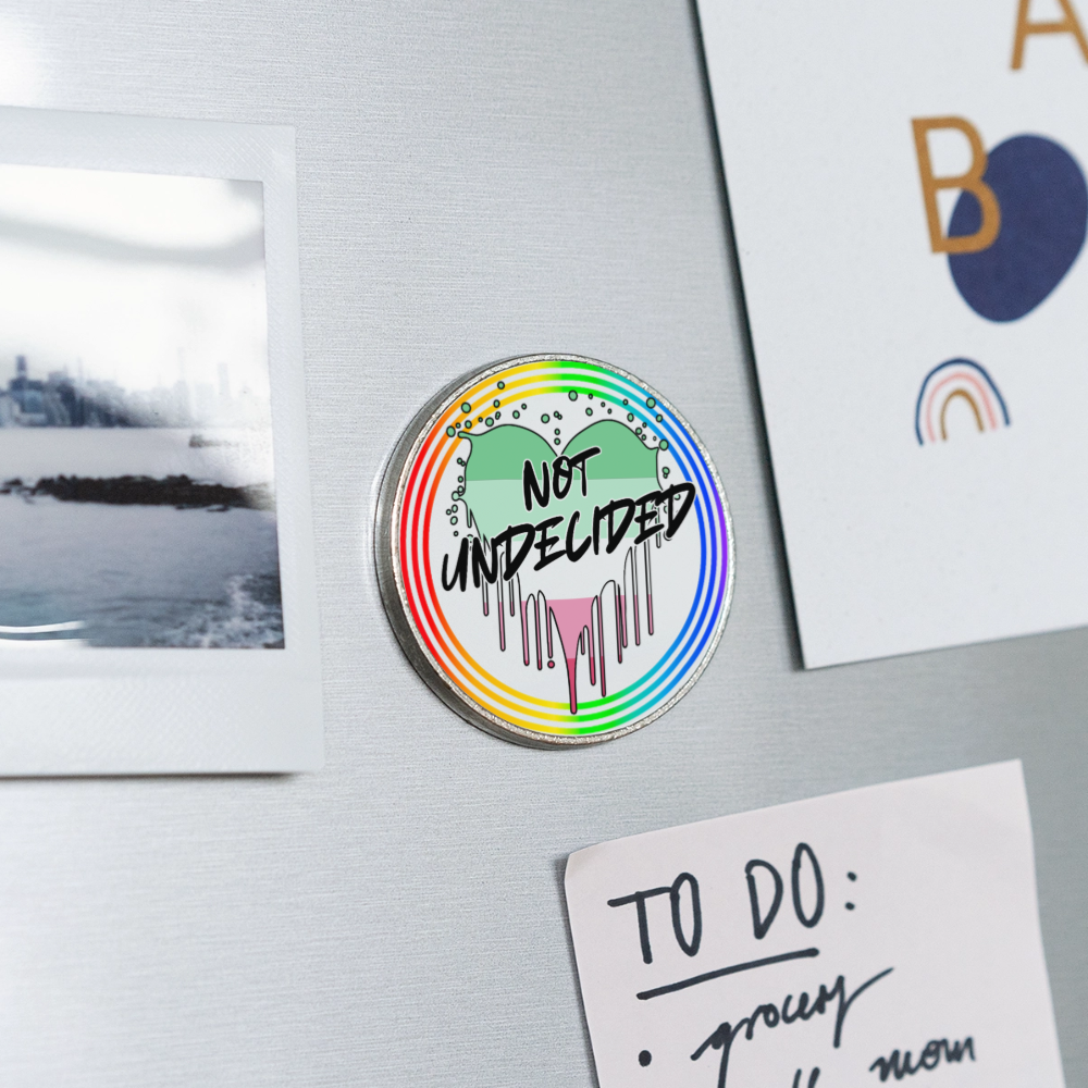 Abrosexual Not Undecided "Regenbogenkreis Edition" - Runder Kühlschrankmagnet - Weiß
