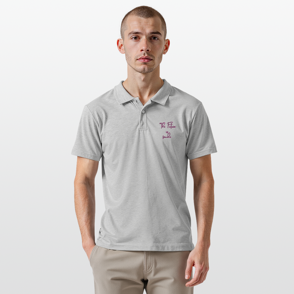Empowered Women empower Women Backprint "Männer" Polo Shirt - Grau meliert