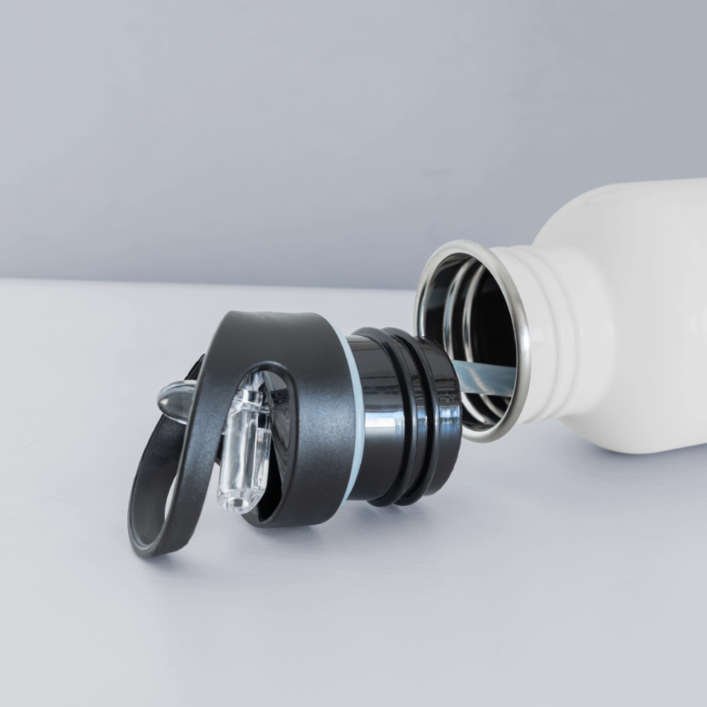 Hier und jetzt bin ich in Sicherheit "Pinke Edition" - Trinkflasche - Weiß