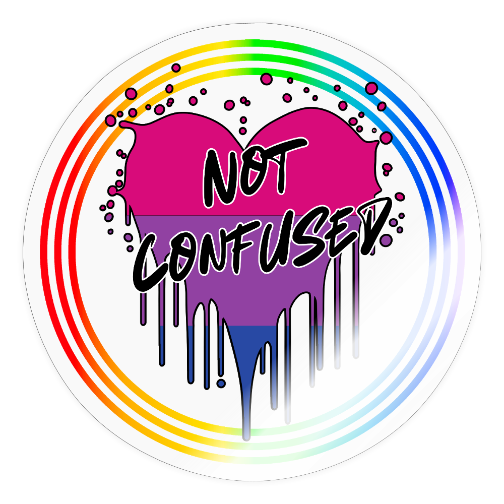 Bisexual Not Confused "Regenbogenkreis Edition" - Sticker (groß) - Transparent glänzend