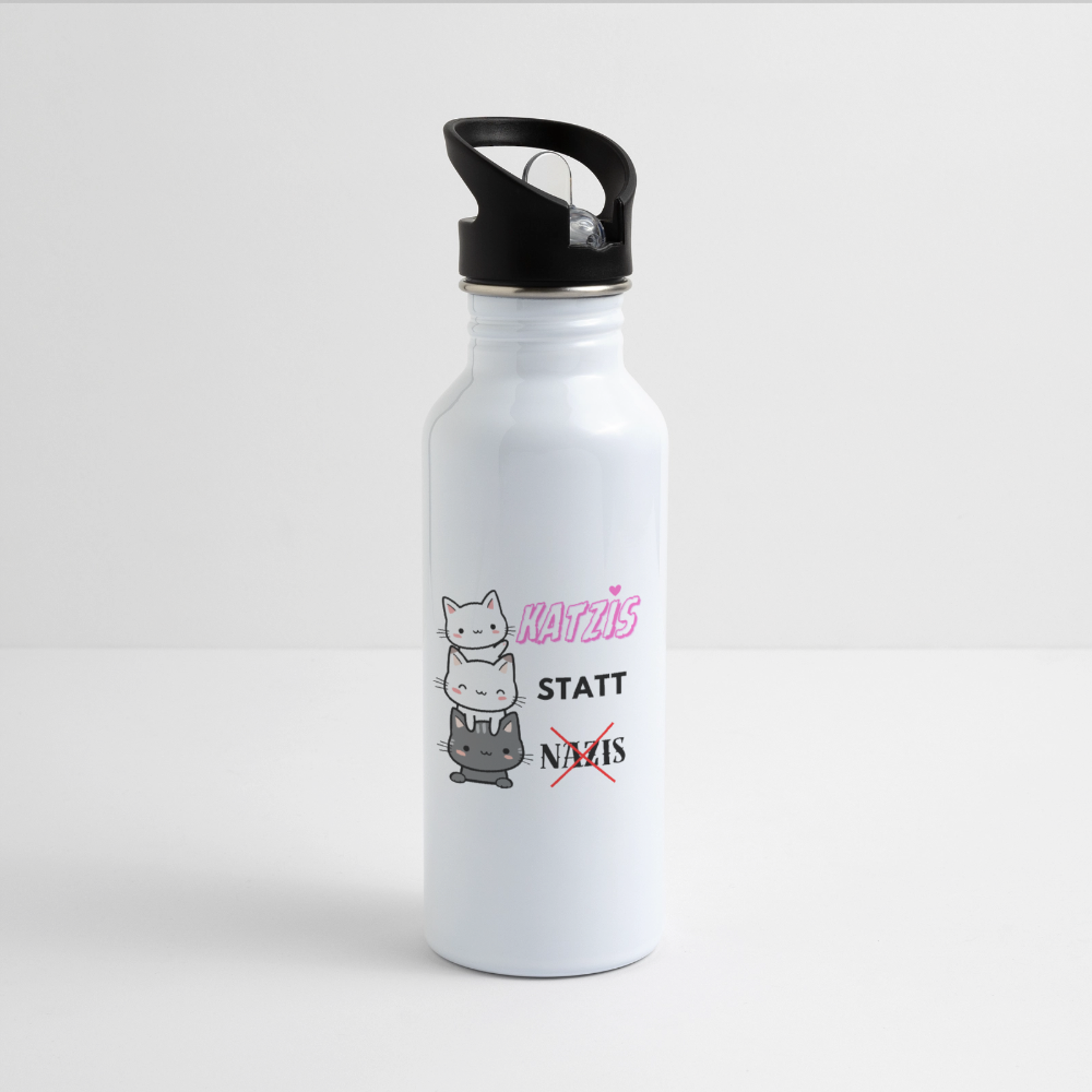 Katzis statt Nazis - Trinkflasche - Weiß