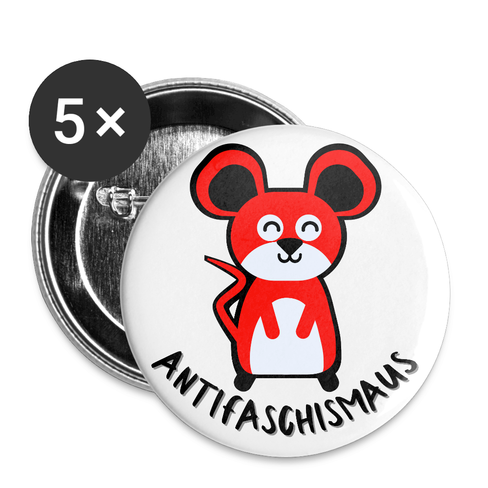 Antifaschismaus - Buttons klein 5x - Weiß