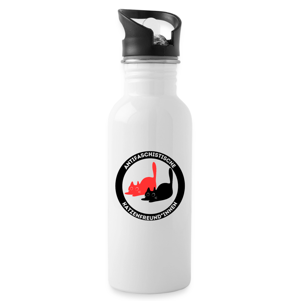 Antifaschistische Katzenfreund*innen - Trinkflasche - Weiß