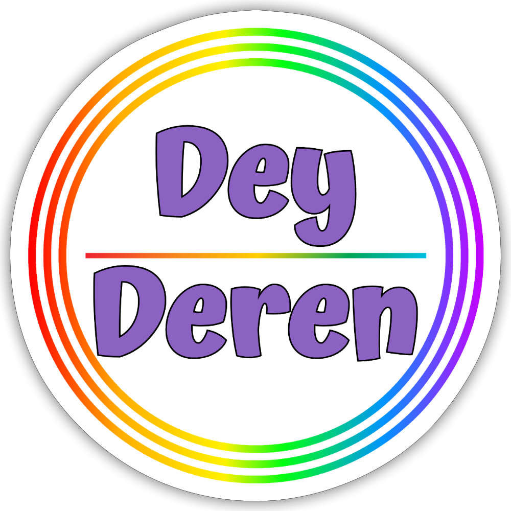 Dey/Deren Pronomen Regenbogenkreis - Sticker (groß) - Mattweiß