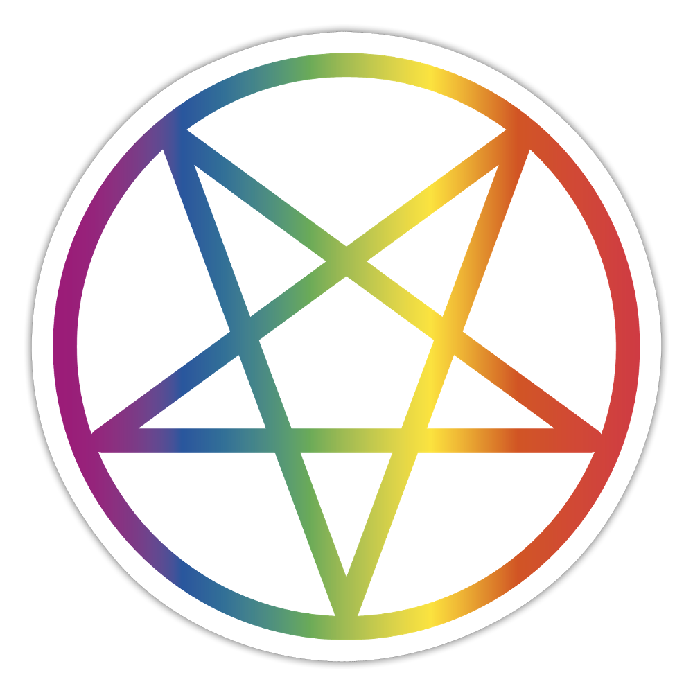 Regenbogen Pentagramm - Sticker (groß) - Mattweiß