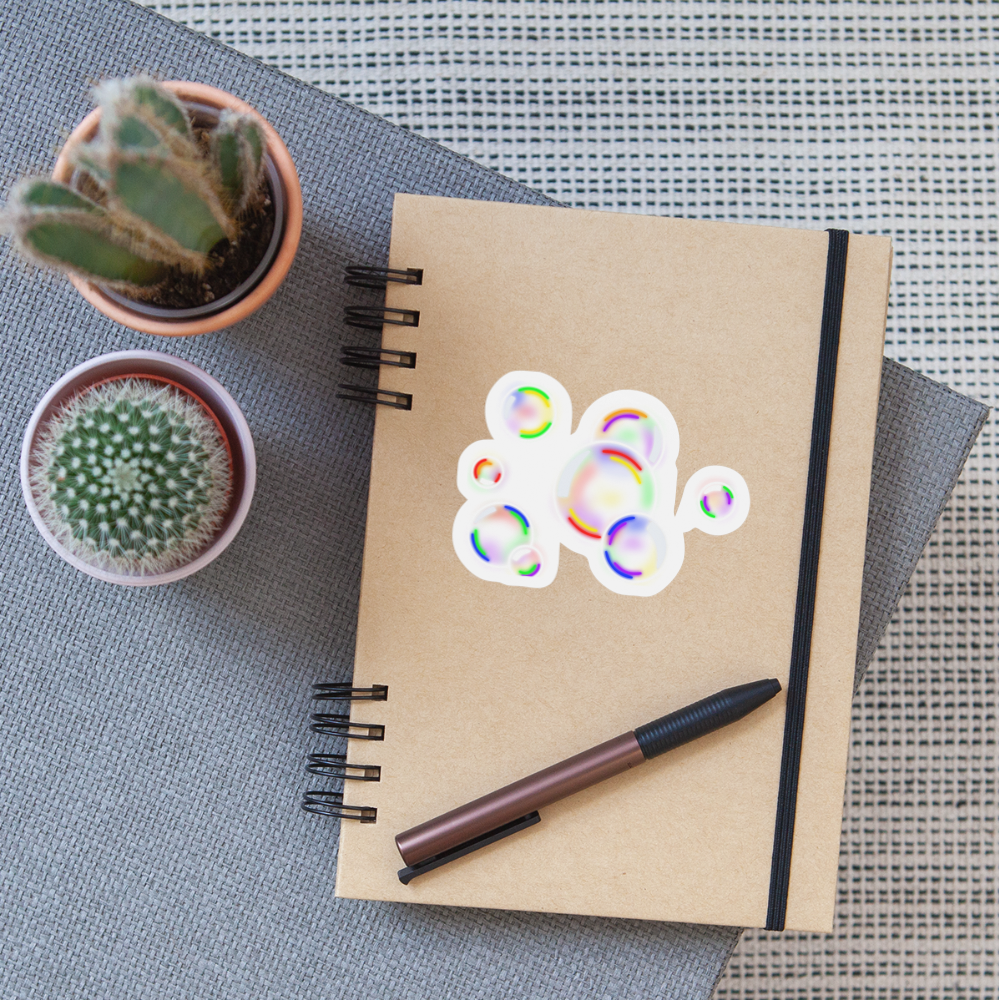 Regenbogen Seifenblasen Sticker (groß) - Mattweiß