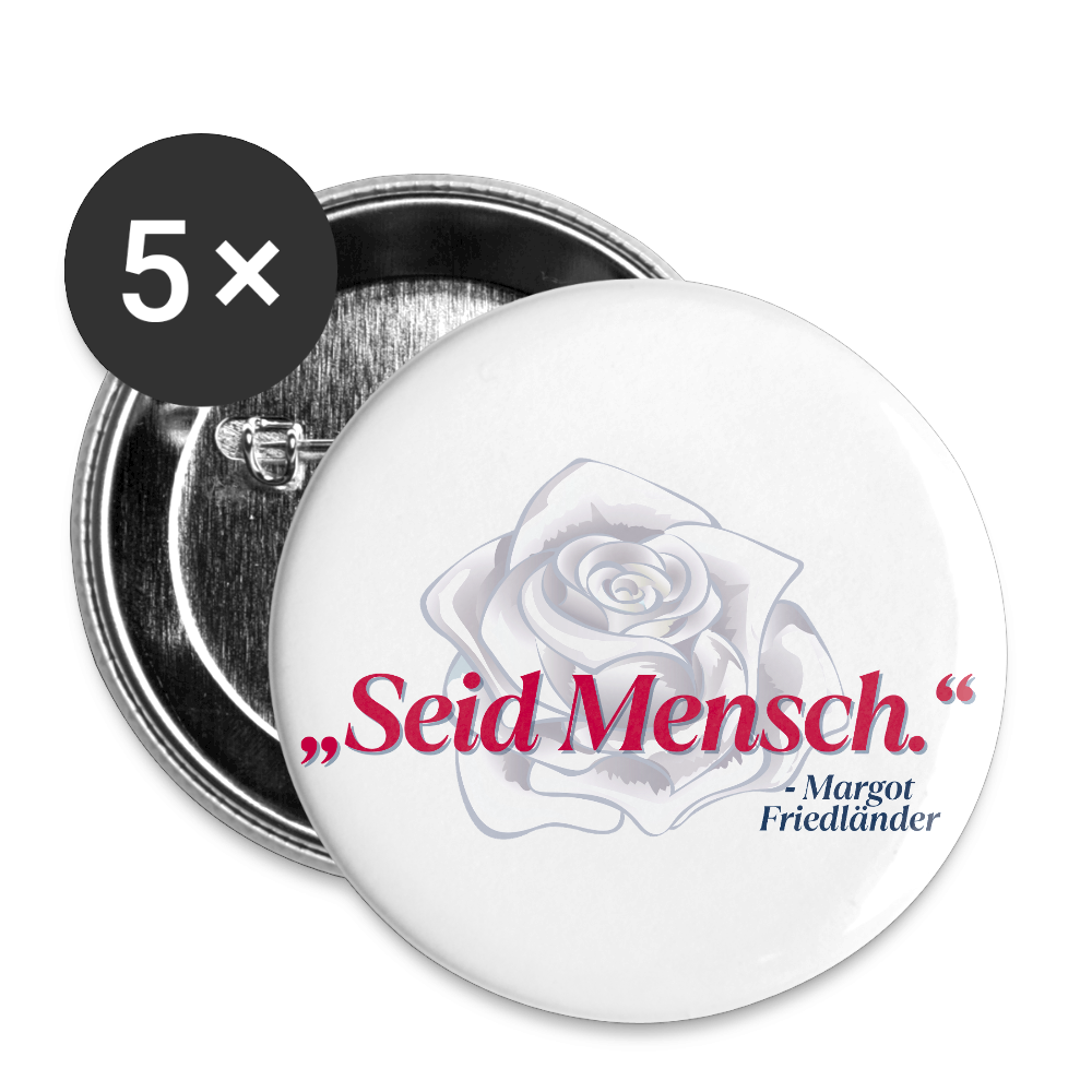 Seid Mensch "Weiße Rose Edition" - Buttons klein 5x - Weiß